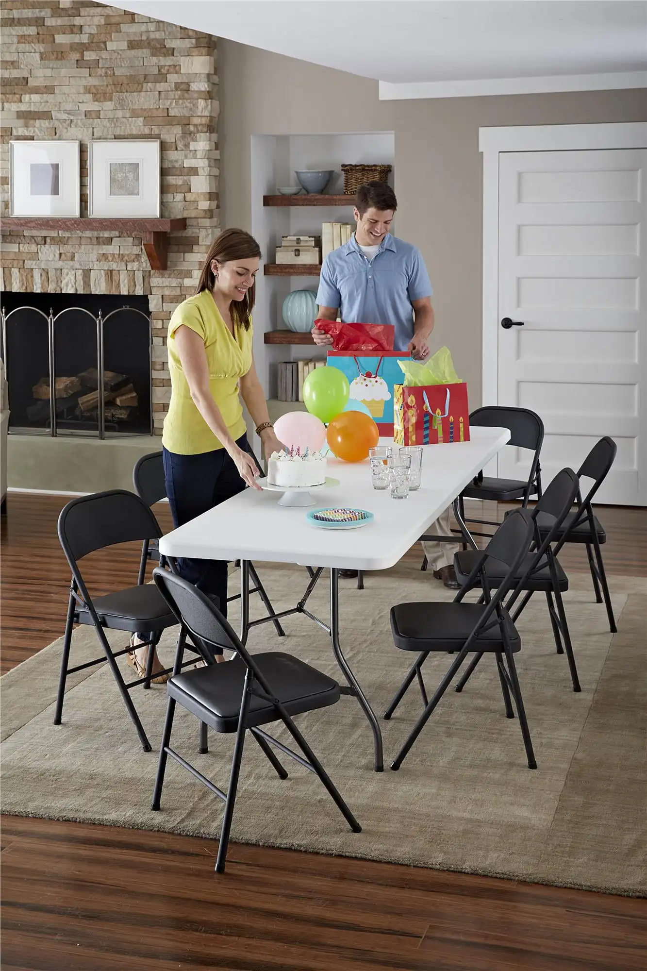 

Vinyl Folding Chair (4 Pack) - Black, Convenient and Compact Seating Solution