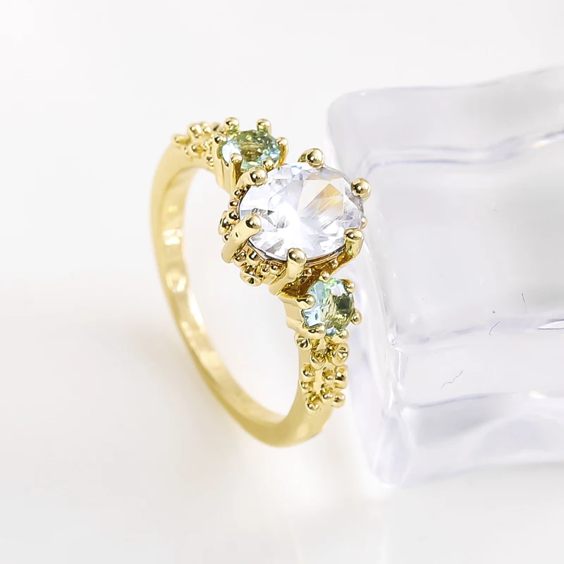 

Fashion Gold Color Oval Rings For Women Crystal Zircon Anniversary Engagement Wedding Jewelry