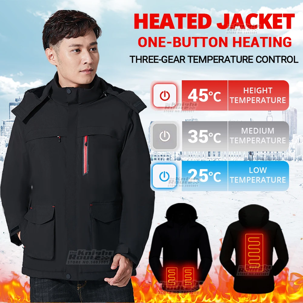 

Мужская зимняя куртка с электрическим подогревом, мотоциклетная куртка, теплая уличная куртка с USB подогревом, мотоциклетный термальный жи...