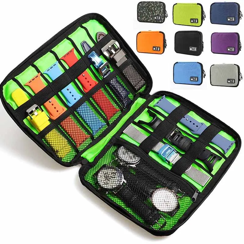 

Watch Organizer Case Multifunction Portable Travel for Apple Watch Strap Band Storage Bag USB Charger Cable Gadget Case Pouch