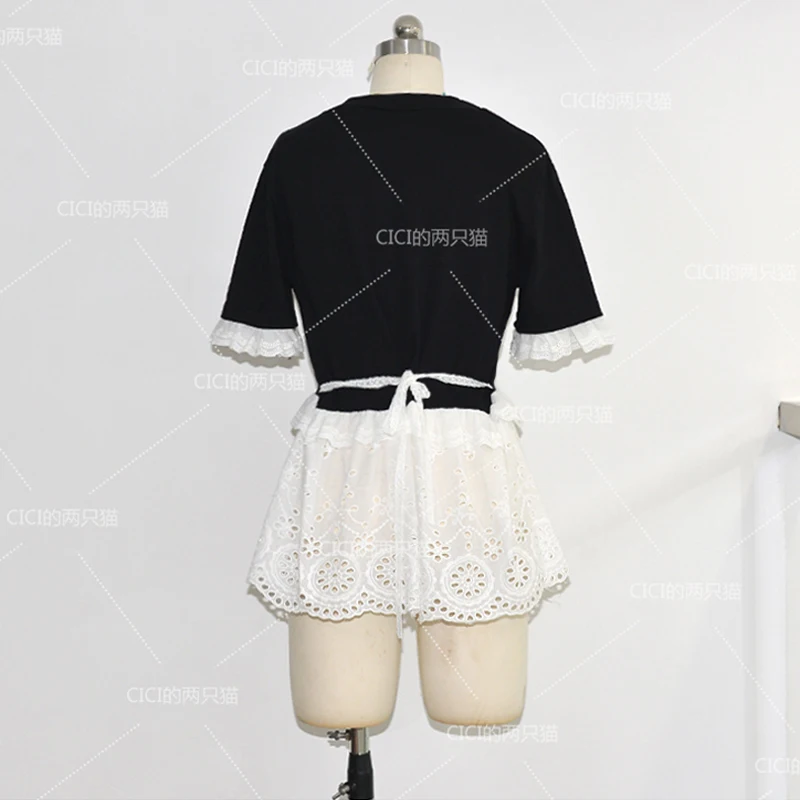 Наряд K-pop женские кружевные топы танцевальный наряд черная праздничная одежда