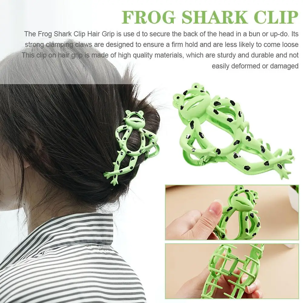 

2023 New Frog Shark Hair Claw Claw Back Head Clip Clip Hair Net Hair Red More Hair Clip Funny Cartoon Frog Fashion Amount W9T4