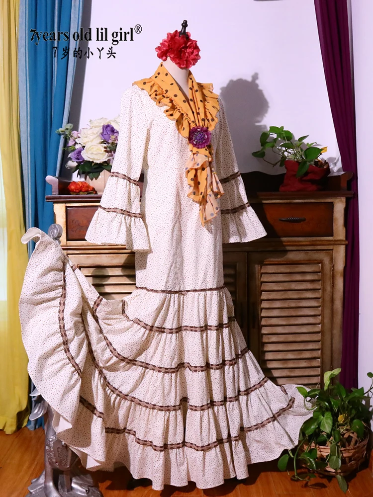 Винтажное Аутентичное Цыганское Платье для Фламенко танцевальное платье