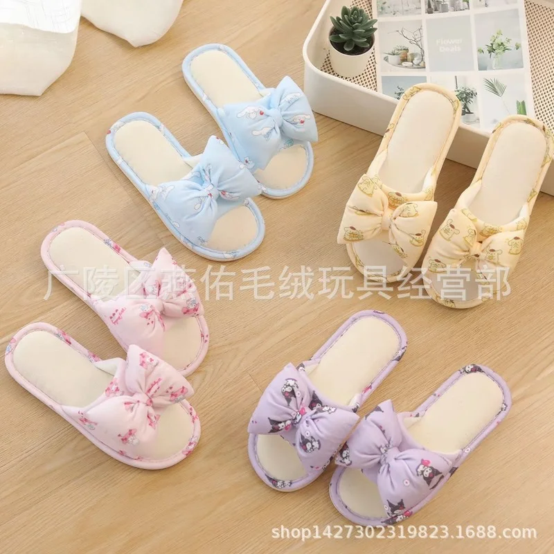 

Kawaii Sanrioed Anime Cartoon series Kuromi mymelody Cinnamoroll cute fashion girl heart plush Home Indoor non-slip Slippers