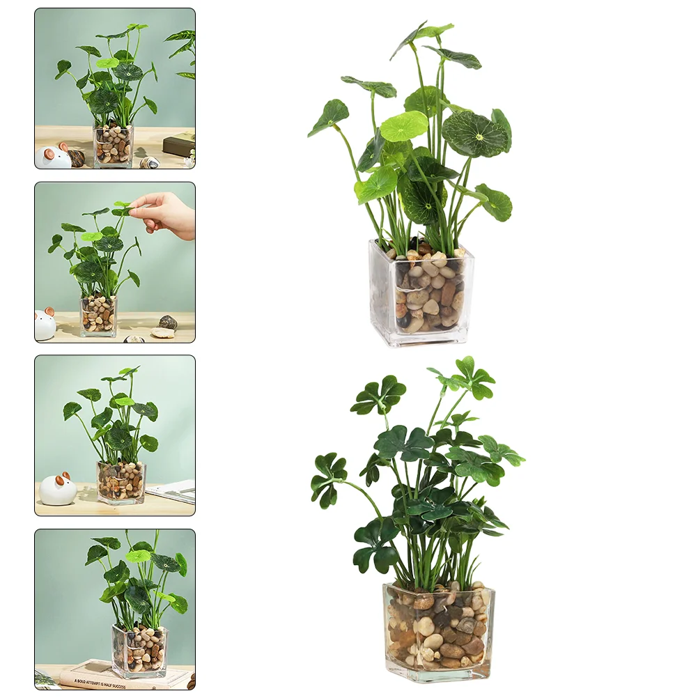 

2 Pcs Display Home Fake Bonsai Artificial Plants Decor Indoor Green Decors Potted Ornaments Small Faux Trinkets