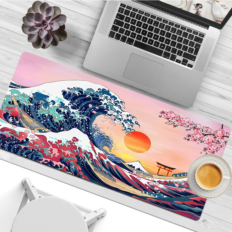 

Japan Great Wave Non-slip Lockedge Keyboard Mat Table Mat Students Gamer Desktop Mousepad Gaming Mouse Pad Desktop Mat