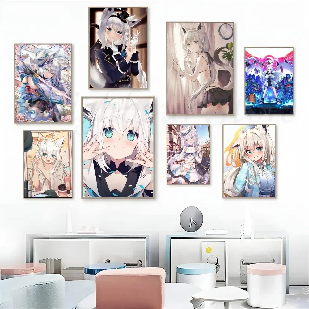 1 шт. Shirakami Fubuki Hololive Vtube Game аниме постер искусство детской Кофейни Бар комната
