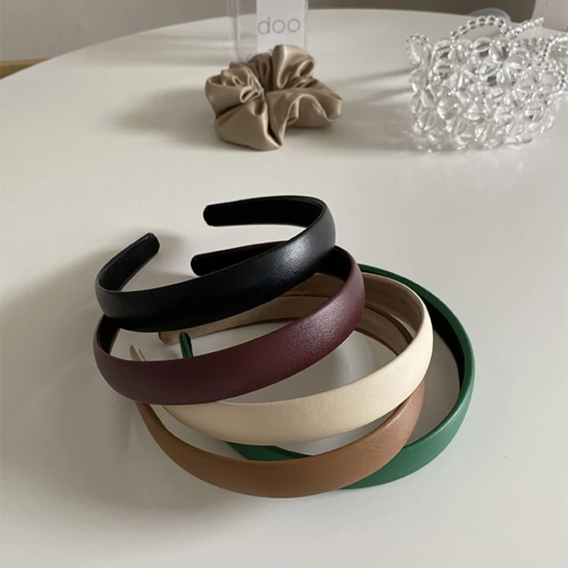 Ободок для волос из искусственной кожи Женский однотонный винтажный корейский