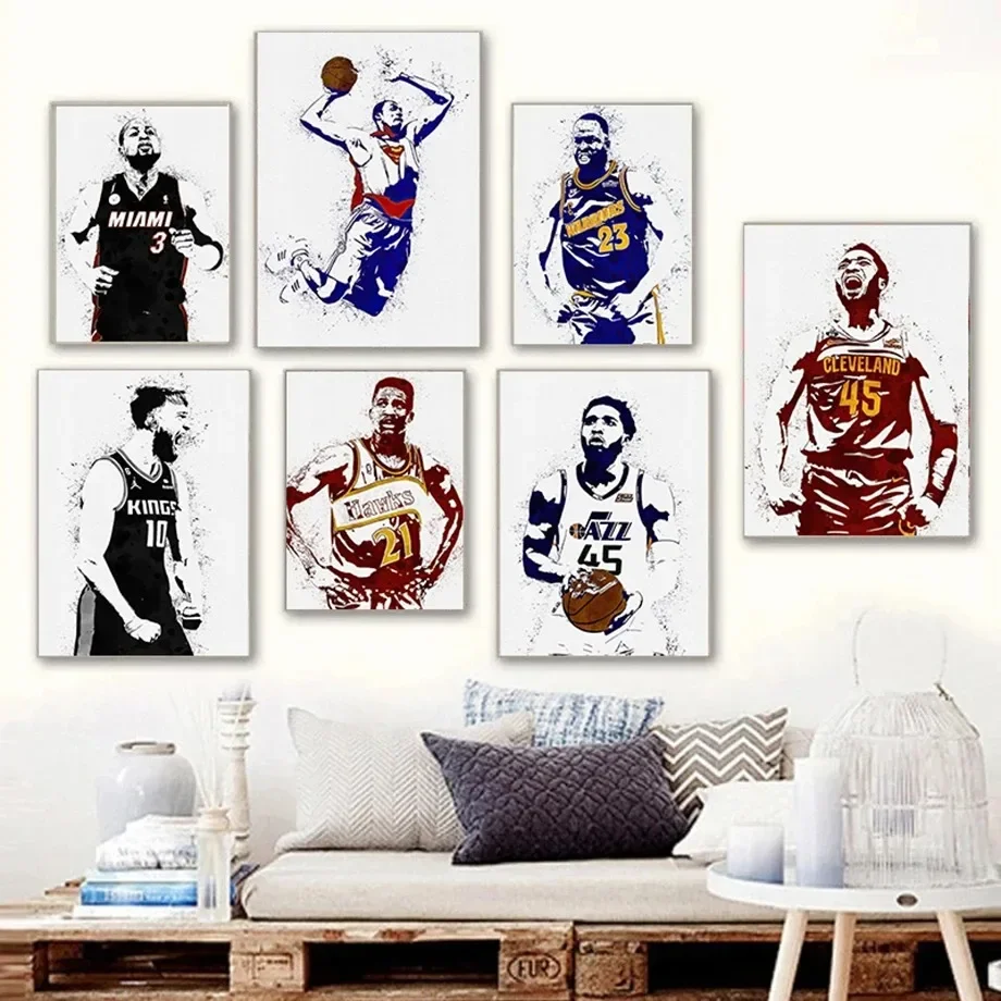 Суперзвезда Баскетболист Настенное Искусство Холст Принт Современный
