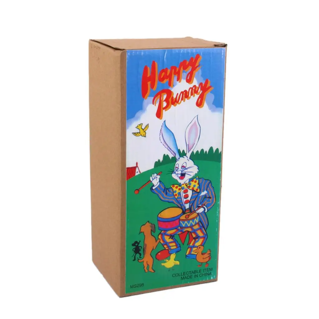 Vintage Wind Up Mr. Rabbit Bunny Drummer Clockwork W/ Key Tin Toy Xmas Gift | Toys