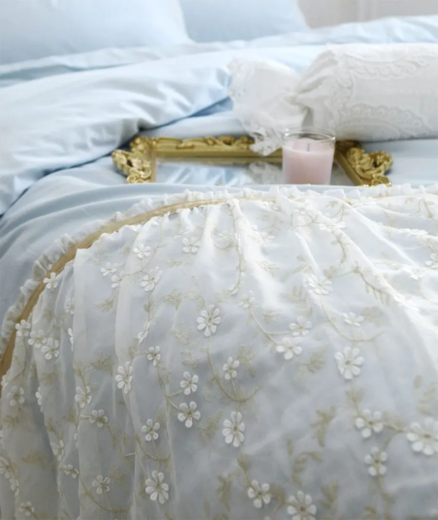 Романтическое сказочное яркое синее искусство вышивка чистый полный