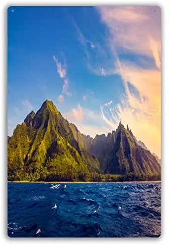 

Vintage Retro Metal Wall Decor Landscape of Na Pali Coast Kauai Hawaii