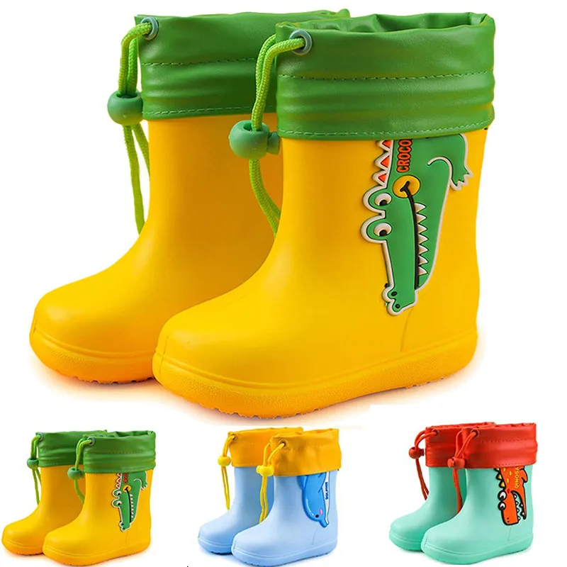 Kids Girl Boy Rain Boots Waterproof Toddler Rainboots Children's Shoes Rubber Boots Kids Baby Cartoon Dinosaur Water Shoes Boots