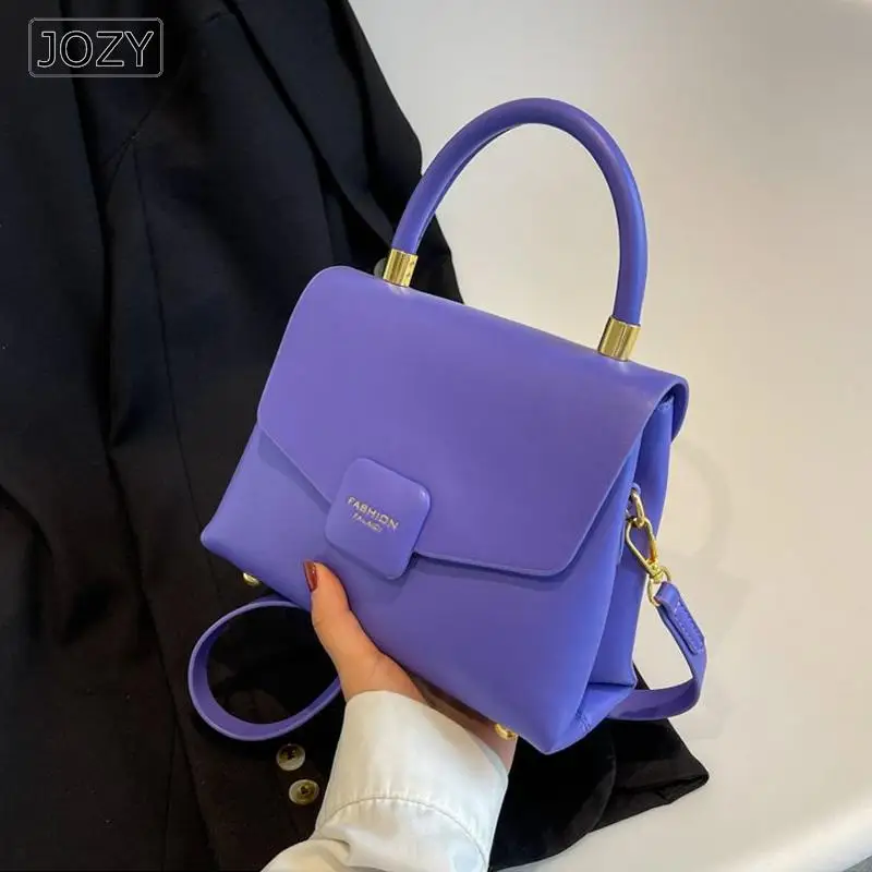 

Top Brand Luxury Handbags For Women Purple Flap Shoulder Bags Pu Leather Vintage Women Bag Long Strap Crossbody Messenger Bags