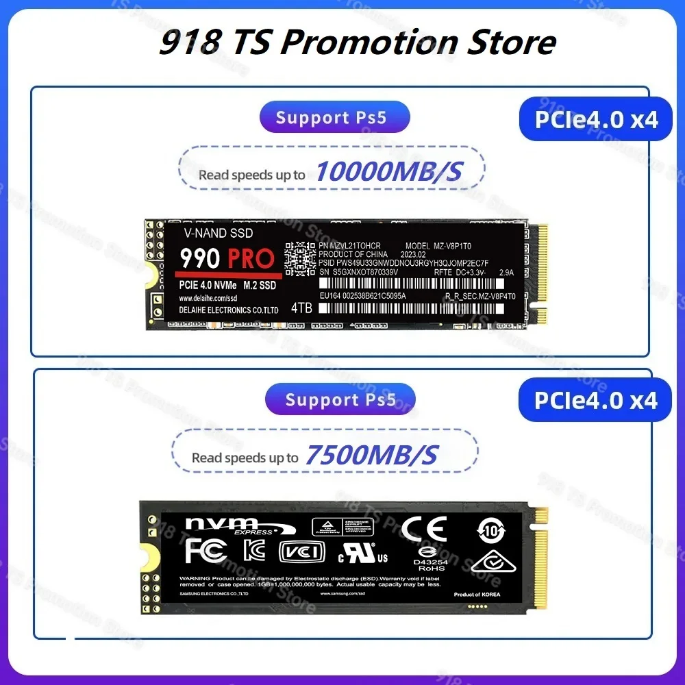 

990Pro 512GB 1TB M.2 SSD M2 PCIe 5.0 NVME Solid State Drive 2280 Internal Hard Disk 2tb 4tb ssd nvme m2 for Laptop playstation 5