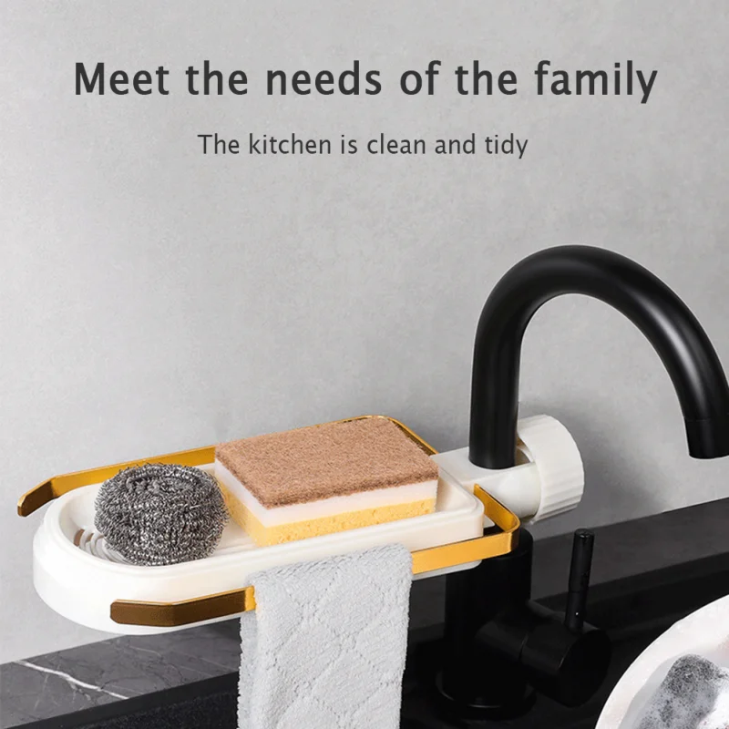 Faucet Storage Rack Sink Soap Sponge Holder Organizer Shelf Bathroom Cloth Sink Drain Rack Kitchen Accessories