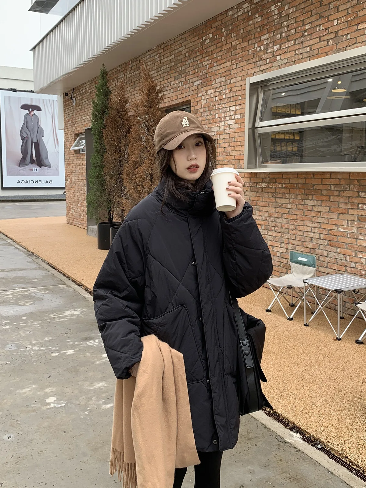 Casaco Feminina Casaco Inverno Feminino Korean Version Winter New Loose All-Match Casual Handmade Rhombus Cotton Padded Clothes