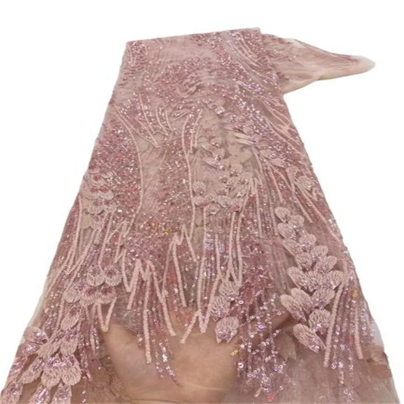 

2023 многоцветная африканская кружевная ткань с объемными цветами, женская одежда для шитья, традиционная одежда, розовое вечернее платье