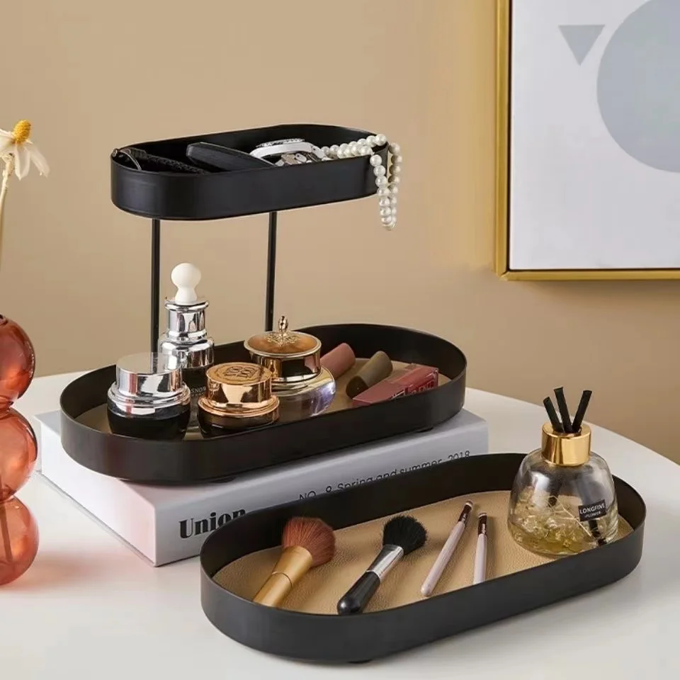 

Metal Storage Tray Nordic Style 2 Layers Cake Stand Desktop Storage Box Tableware Key Storage Rack Party Supply Home Decoration