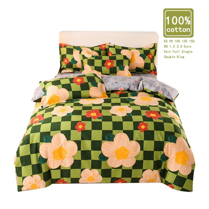 

Пододеяльник из 100% хлопка, 2 Наволочки, без простыни, в полоску, в клетку, стираемый, подходит для Односпальной или двуспальной кровати