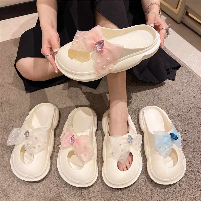 

Шлепанцы женские на платформе, сланцы, пляжные сандалии, роскошная обувь на плоской подошве, с закрытым носком, лето 2022