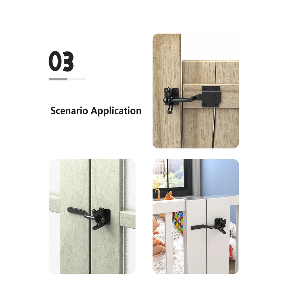 

Latch Gate Carbon Steel Solid Smooth Door Lock Lockable Non-loose Buckle Building Hardware Entrance Guard Barrier