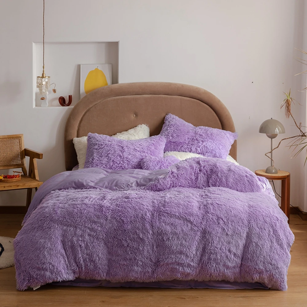 

Winter Super Warm Bed Plush Romantic Princess Mink Velvet Fluffy Bed Duvet Cover 220x240 Wash bedding Home Textiles King Size