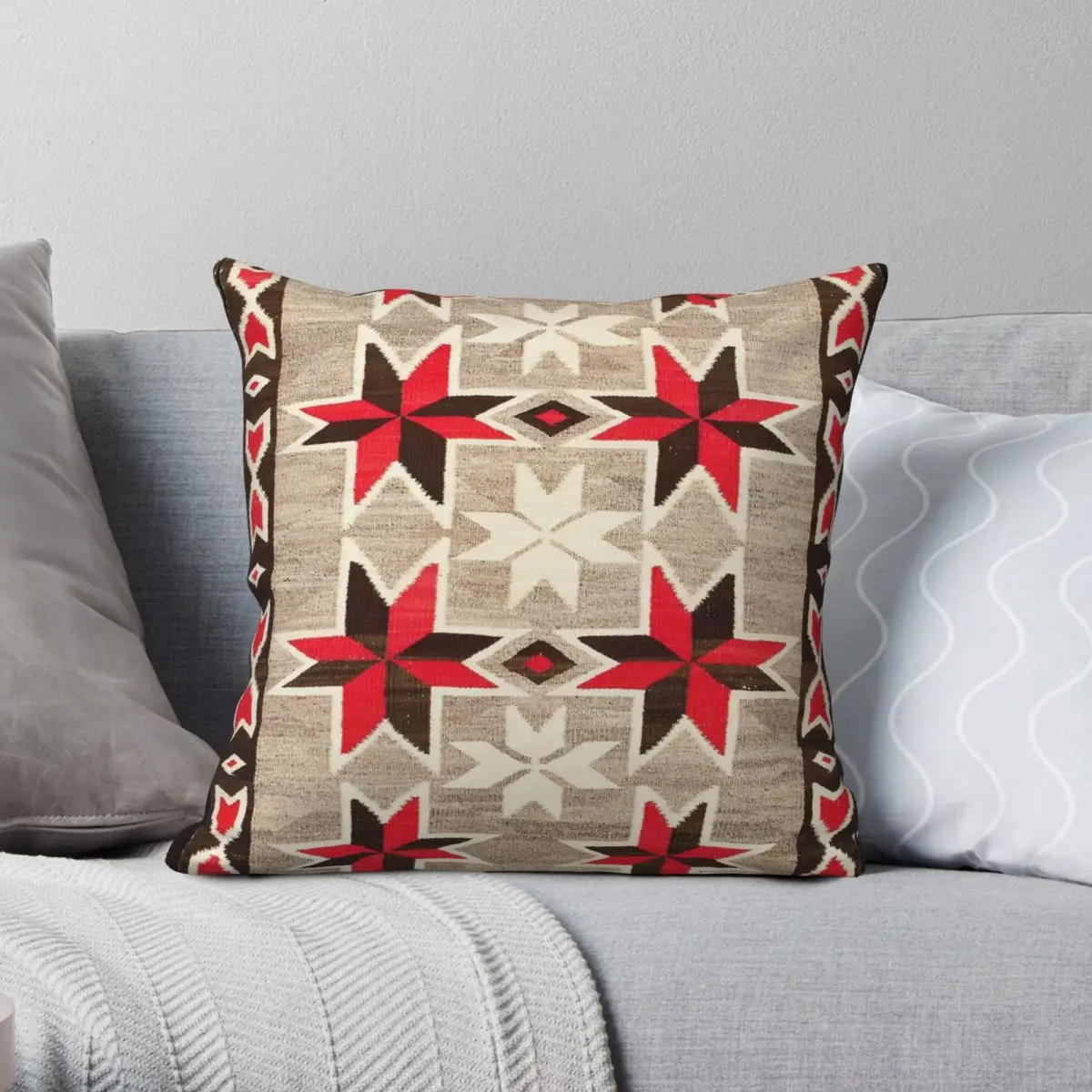 

NAVAJO RED STAR Square Pillowcase Polyester Linen Velvet Pattern Zip Decor Throw Pillow Case Car Cushion Cover 45x45