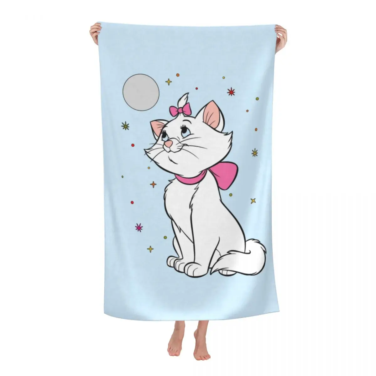 

Женское пляжное полотенце с котом Мари, быстросохнущее супермягкое банное полотенце из микрофибры с мультяшными животными для сауны