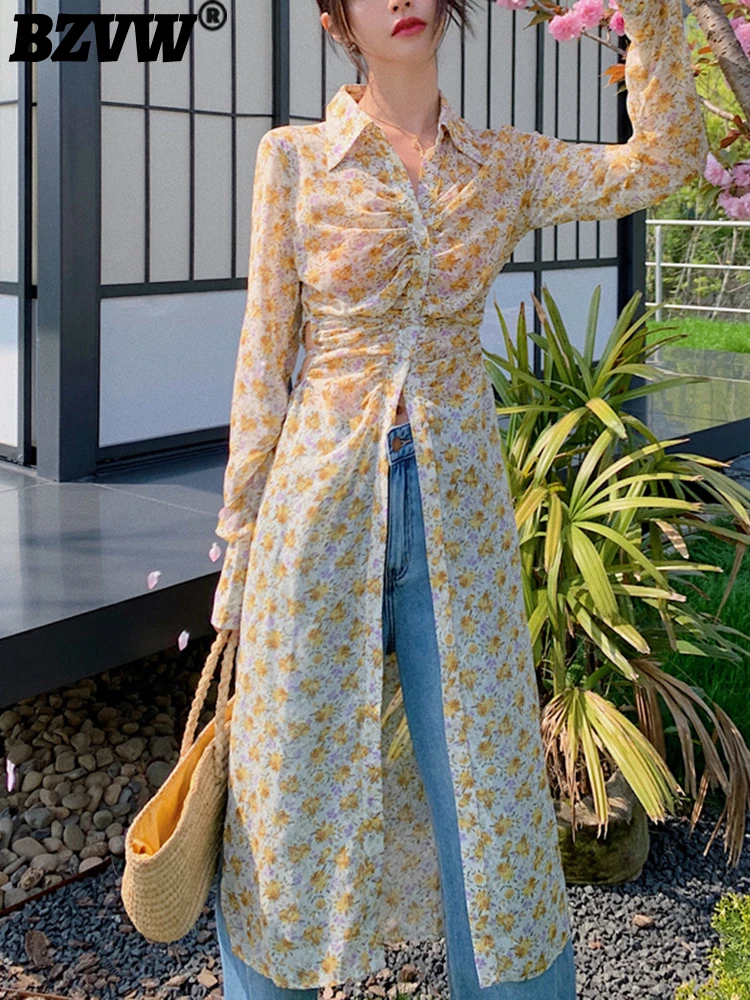 

Платье BZVW женское с длинным рукавом, элегантное приталенное ажурное дизайнерское модное с принтом, 25X0522, 2023