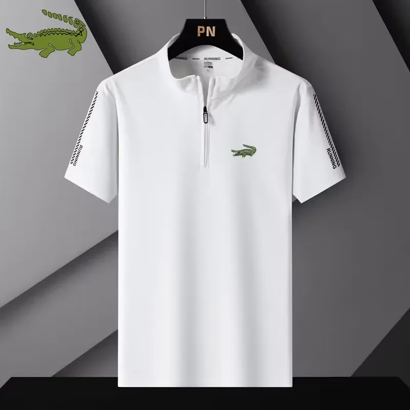 

2023 New Men's Standing Neck Zipper T-shirt Fashion Casual Breathable Top Men's Short Sleeve