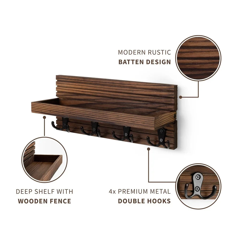 Деревянный держатель для ключей декора прихожей настенный органайзер почты и