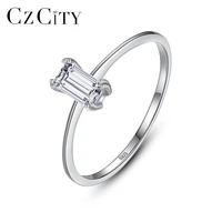 czcity rectangle cubic zircon rings for women pure 925 sterling silver fine statement jewelry dating party birthday gifts sr635