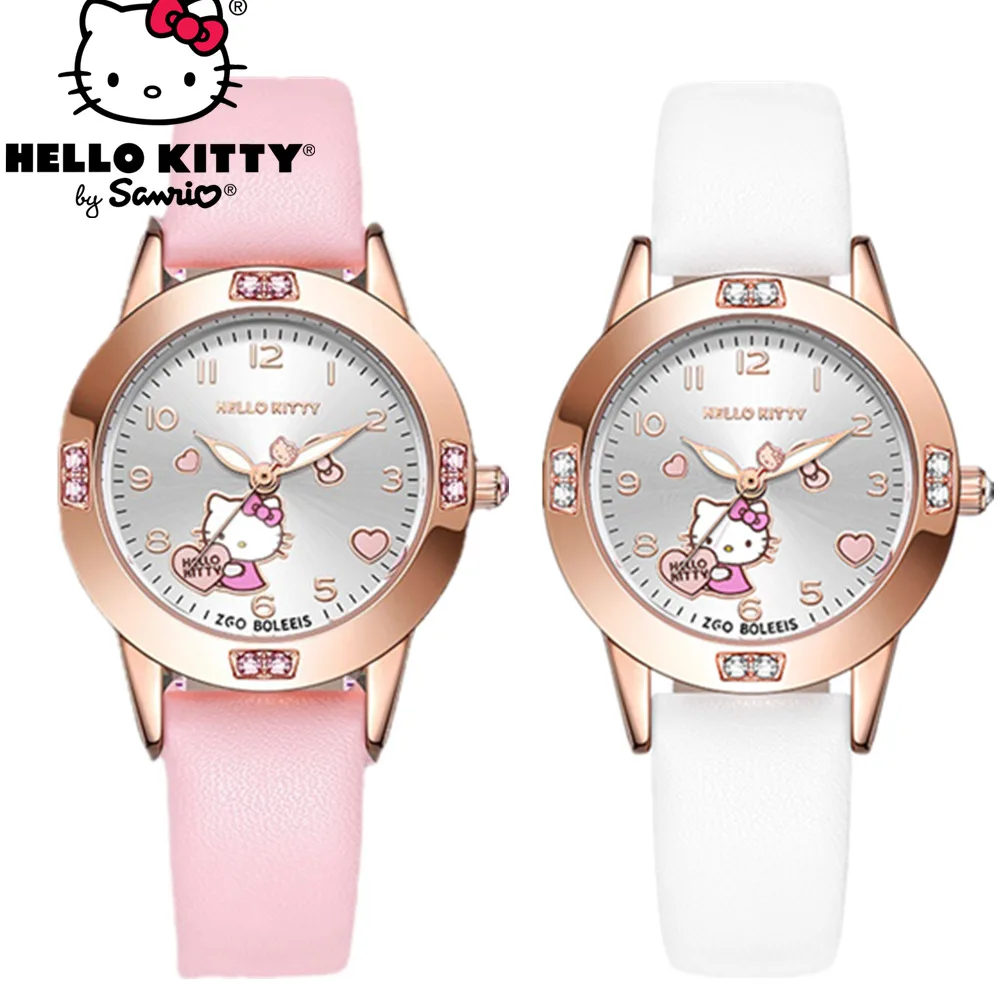 Купи Sanrio Hello Kitty Quartz Watch Kawaii GIrls Student Cartoon Luminous Waterproof Children Anime Watches Gift за 1,474 рублей в магазине AliExpress