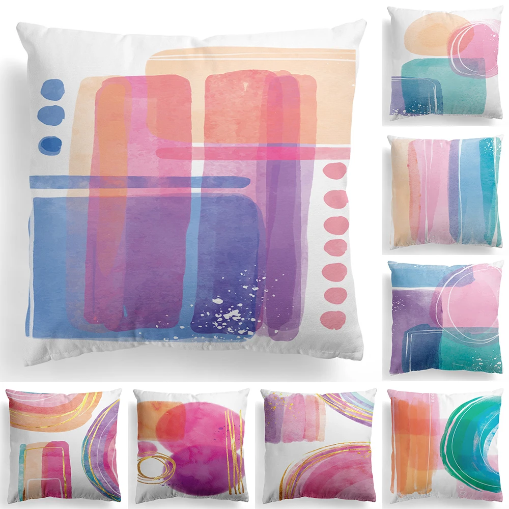 

Colorful Abstract Art Pillow Case Soft and Comfortable Office Sofa Cushion Cover Home Decor Plush Throw Pillow Cover 45x45cm