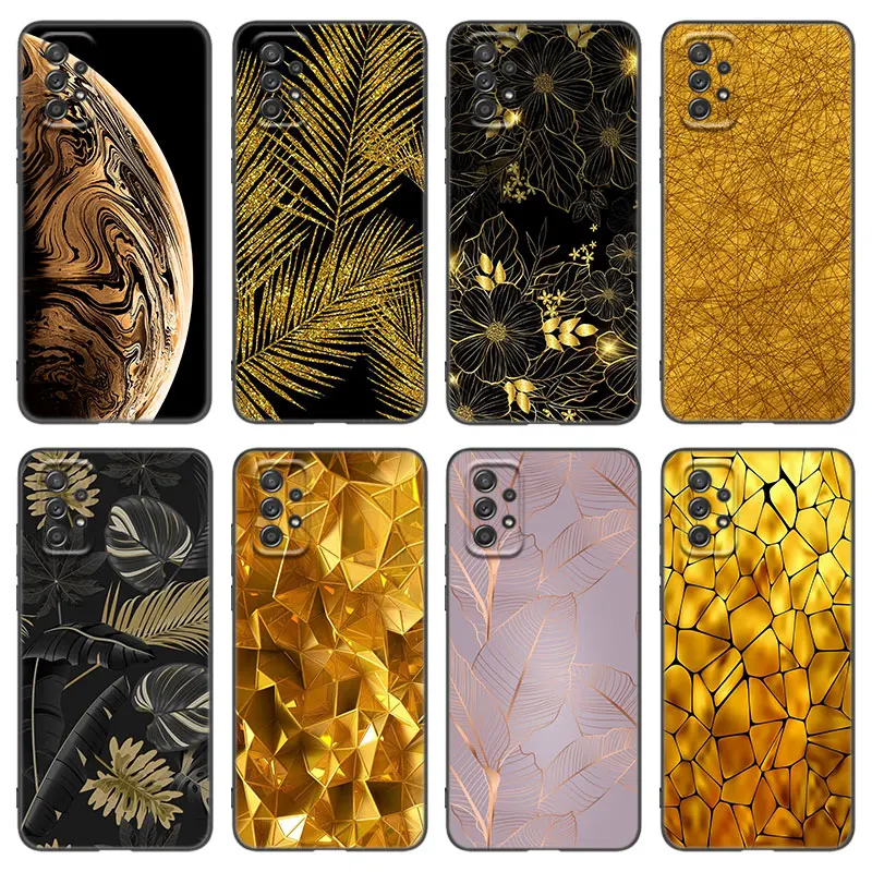 Golden Foil Art Pattern Phone Case For Samsung A21 A30 A50 A52 S A13 A22 A32 4G A33 A53 A73 5G A12 A23 A31 A51 A70 A71 A72 Cover