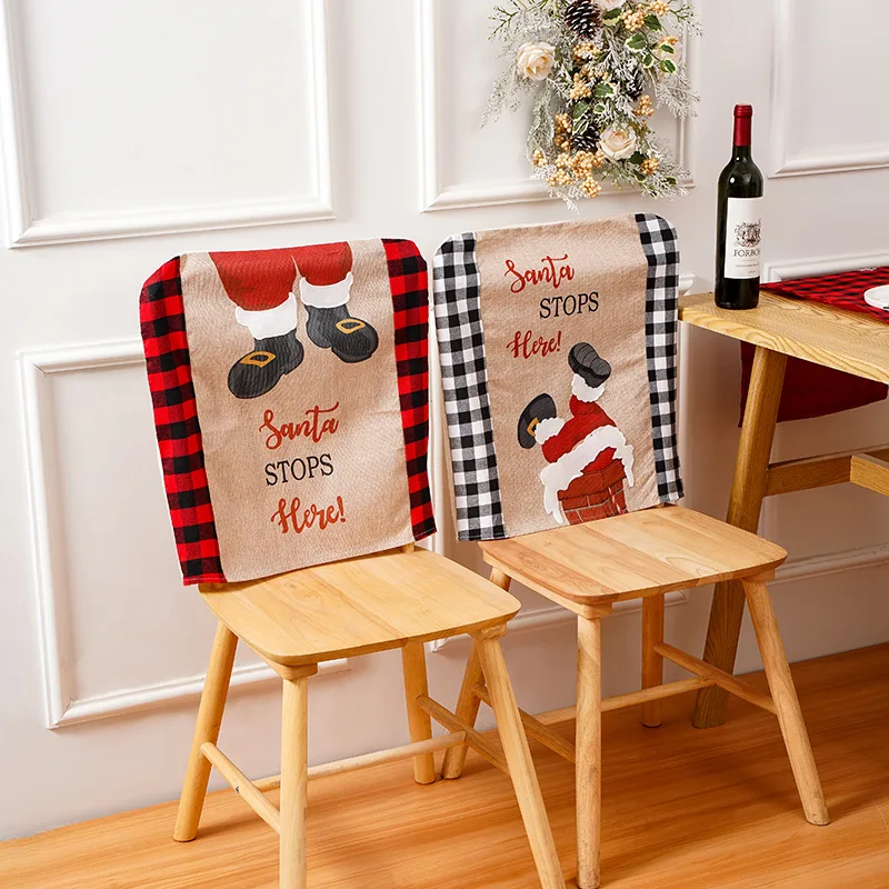 

Christmas Chair Covers Dining Chair Covers Xmas Chair Back Cover Santa Claus Slipcovers Decors Home Dinner Table Kitchen Decors