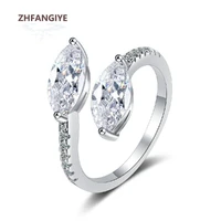 trendy ring 925 silver jewelry with cubic zirconia gemstone adjustable finger rings for women wedding promise party accessories