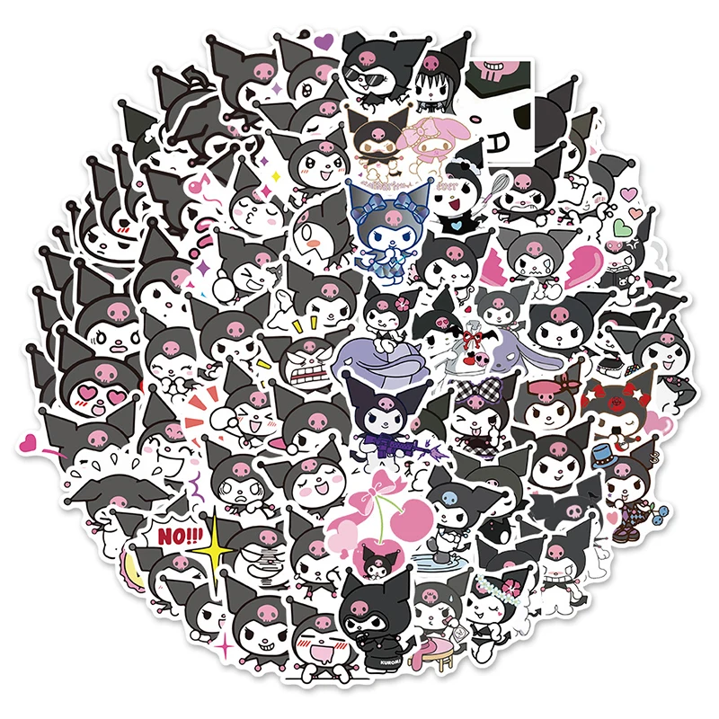 

100pcs Sanrio Stickers Kuromi Anime Cartoon Graffiti Decoration Laptop Skateboard Water Cup Stationery Waterproof Stickers