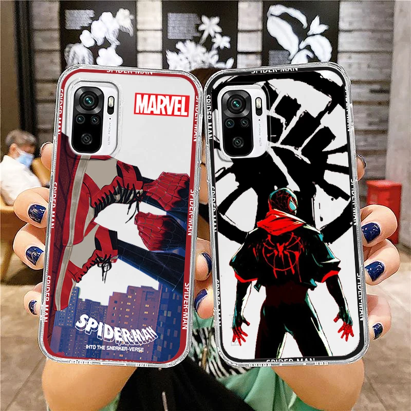 

Marvel Spiderman Superhero Phone Case For Xiaomi Redmi Note 12 11E 11S 11 11T 10 10S 9 9T 9S 8 8T Pro Plus 5G 7 Transparent