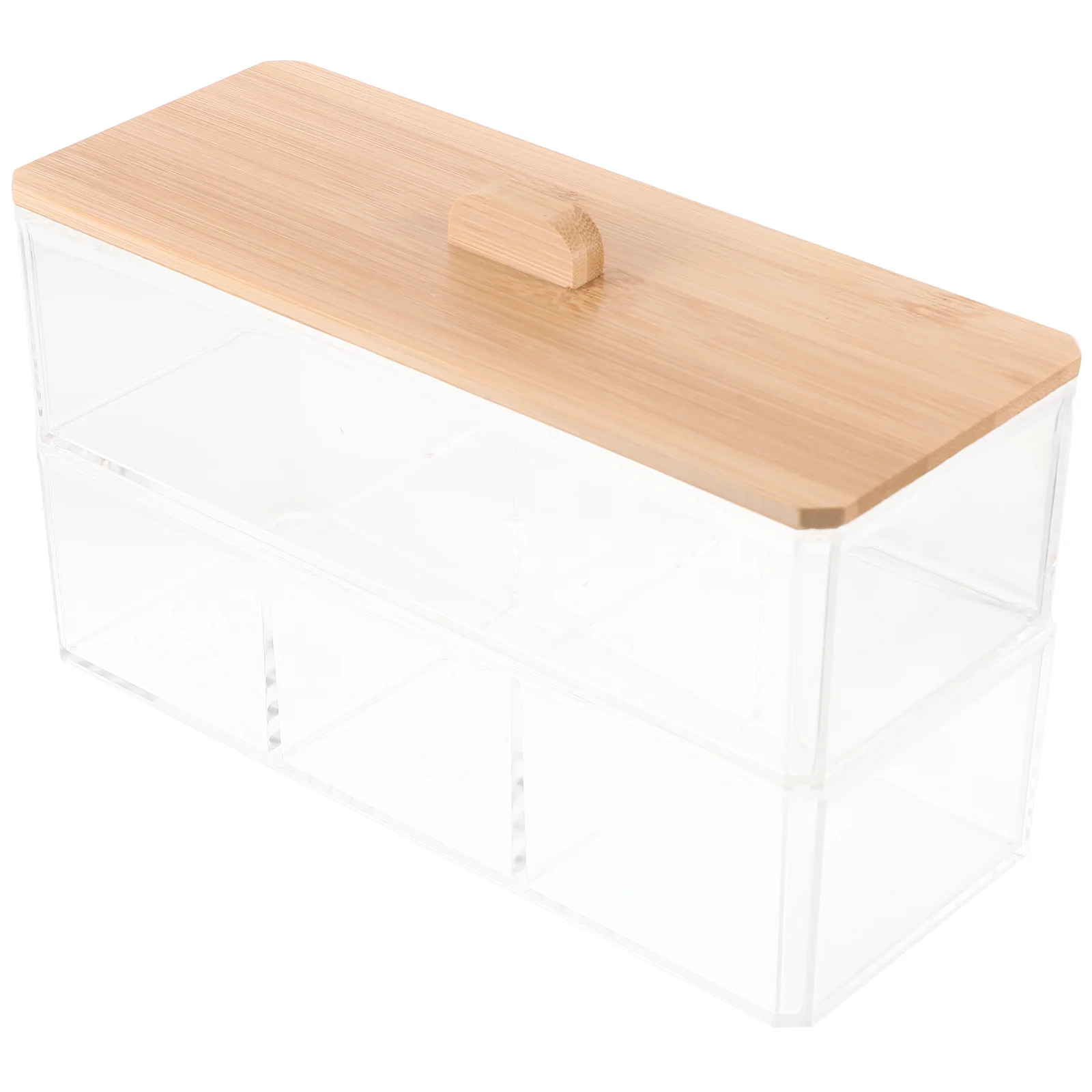 

Cotton Swabs Case Pads Dispenser Desktop Organizer Holder Bamboo Holders