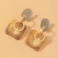vintage acrylic drop dangle earrings contrast design ear studs metal pendant 925 silver needle fashion jewelry korean style