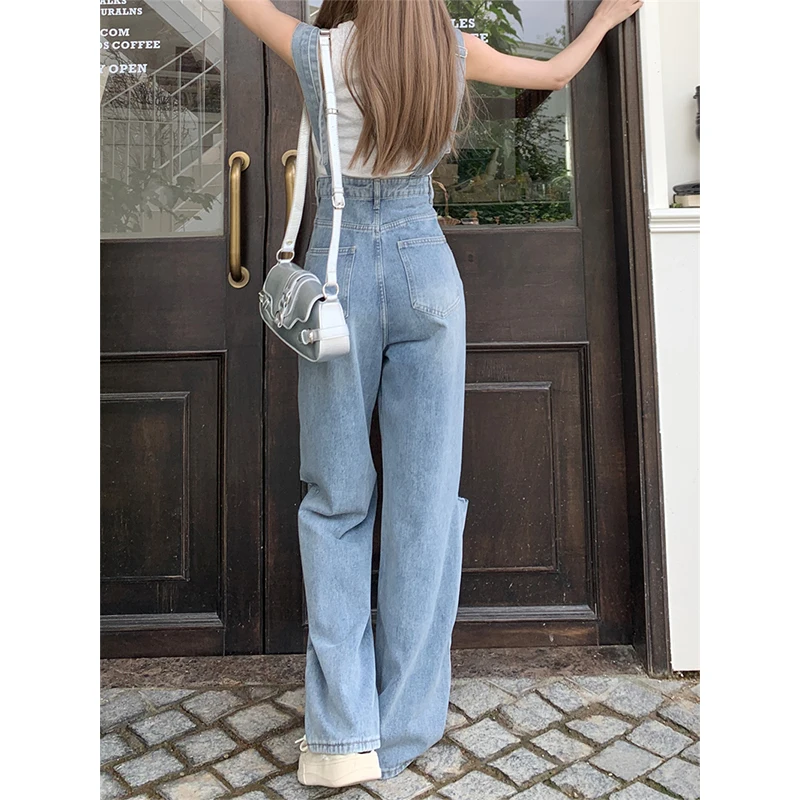 Perforated jeans for women blue commuting summer 2023 new spicy girls fashionable high waisted slim waistband long pants for wom