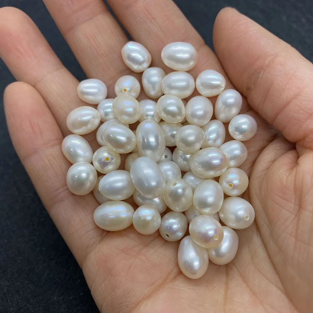 

2pc Natural White Freshwater Oval Pearl Loose Spacers Bead Charm Bracelet Necklace For Jewelry Making Findings Supplies 3-11 mm