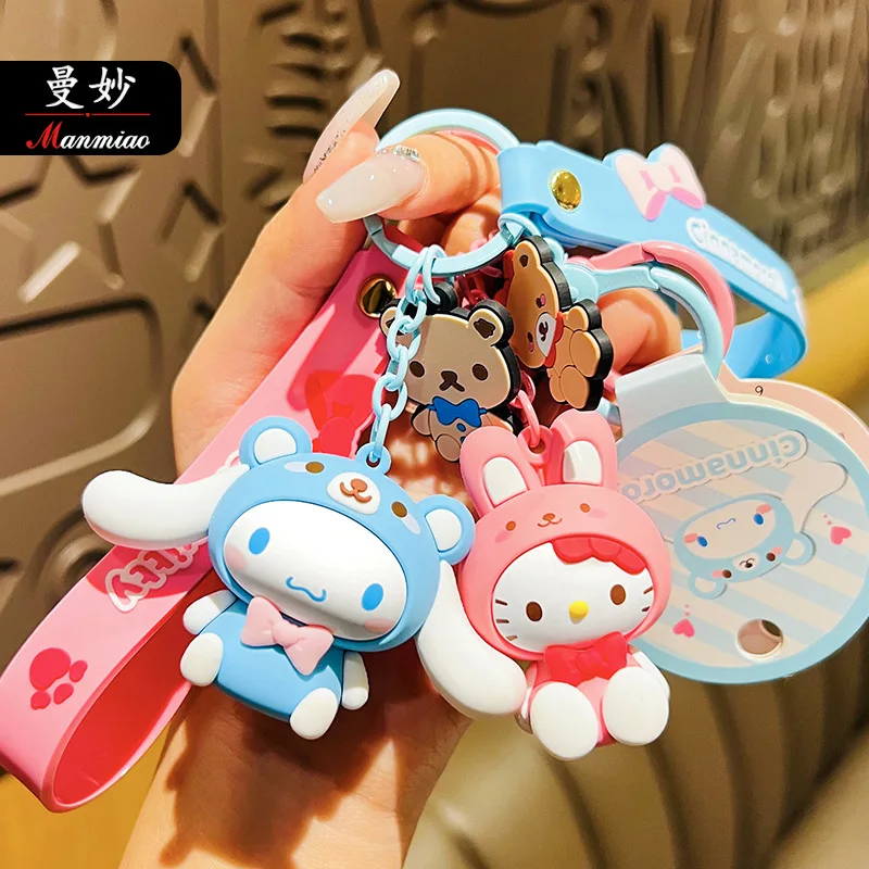 

Sanrio Hello Kitty Cute Cartoon Keychain Cinnamoroll Girl Kawaii Backpack Pendant Decoration My Melody Car Key Chain Girl Gifts