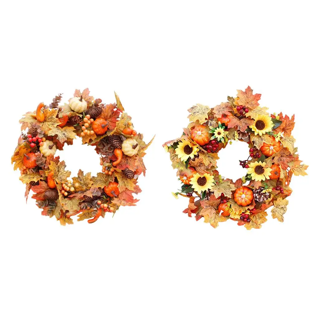 

Fall Pumpkin Wreath Christmas Artificial Wreath Front ation Decorative Garland