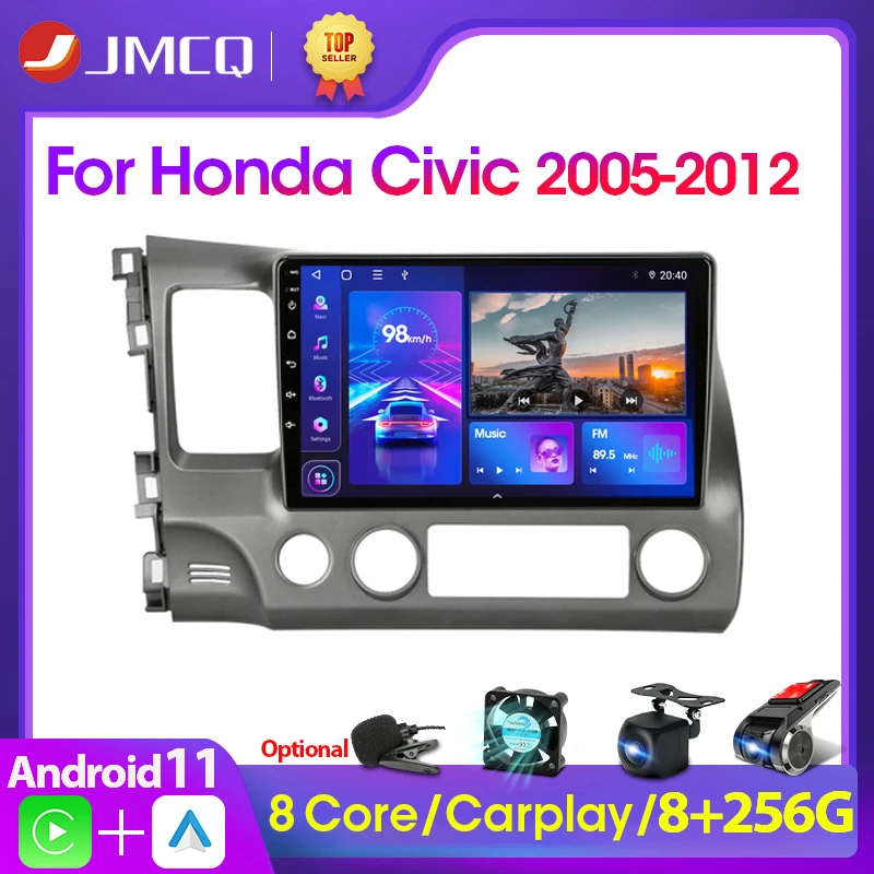JMCQ Android 11 4G DSP Car Radio Multimidia Video Player Navigation GPS Car Stereo For Honda Civic 2005-2012 2din Head Unit