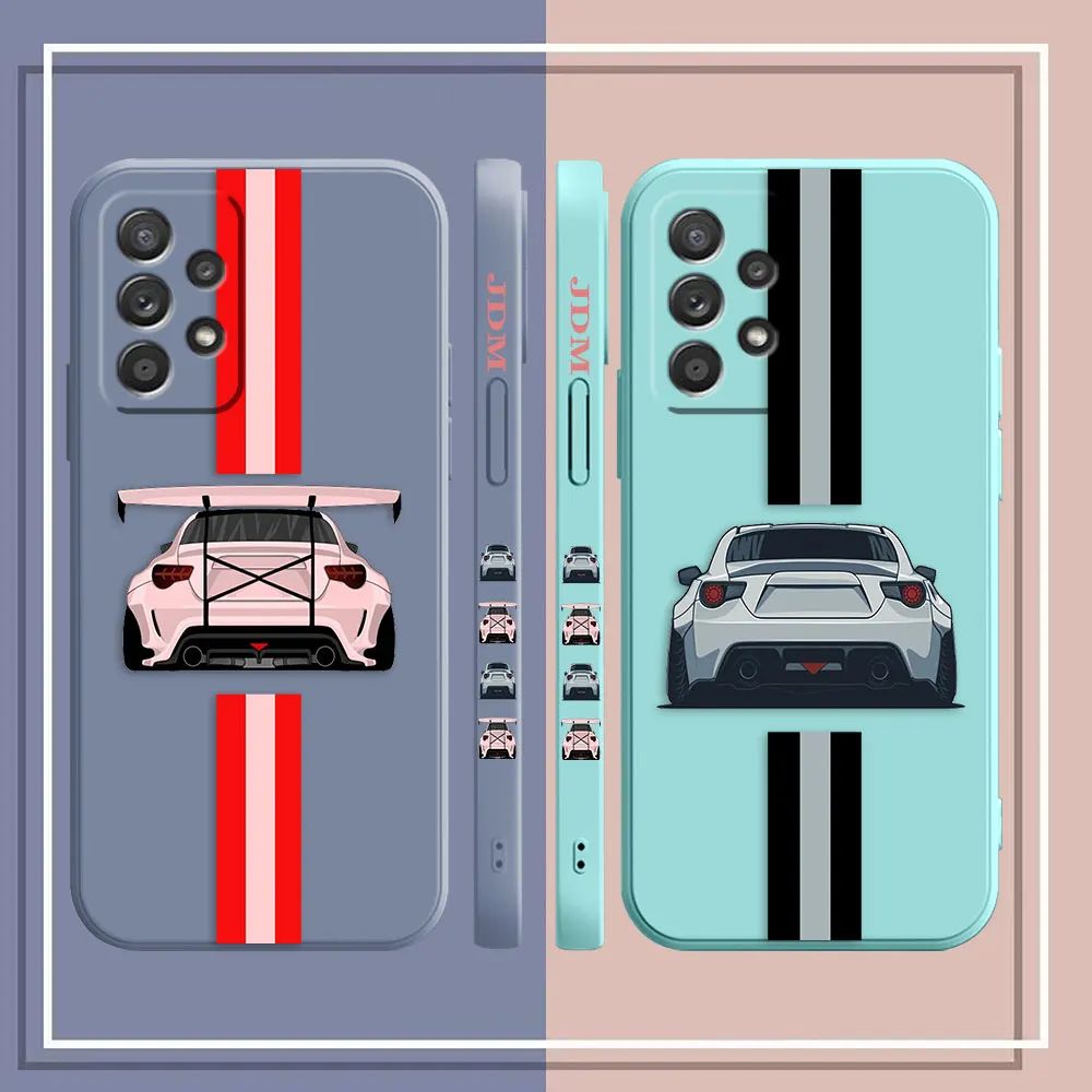 Case For Samsung Galaxy A91 A14 A73 A72 A71 A53 A52 A51 A42 A33 A32 A22 A21S A715F A52S A22S 4G 5G Case Pink Silver Sports Car