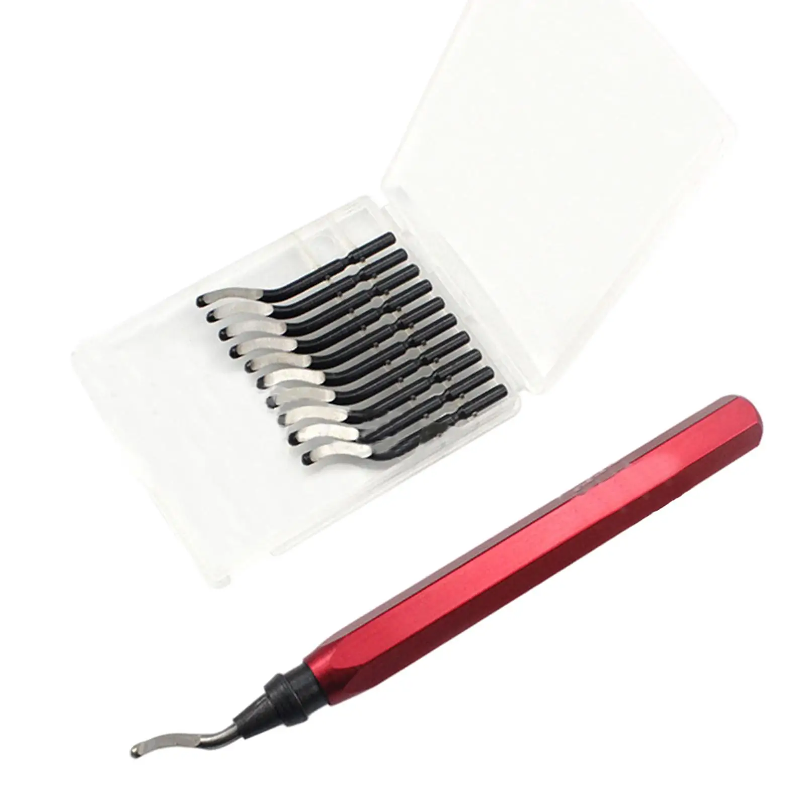 

Useful Deburring Tool Handle with 10pcs , Burr Remover Scraper Head Cutting Kit, Replaceable Trimming