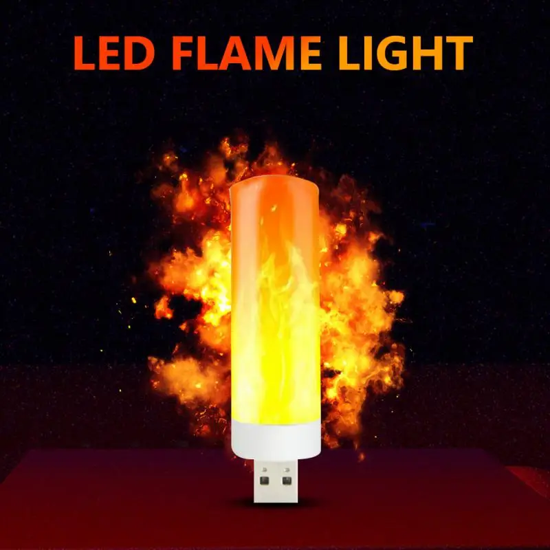

LED Flame Effect Light USB Imitating Flickering Candle Night LampAtmosphere Bulbs For Indoor Outdoor Home Party Decor